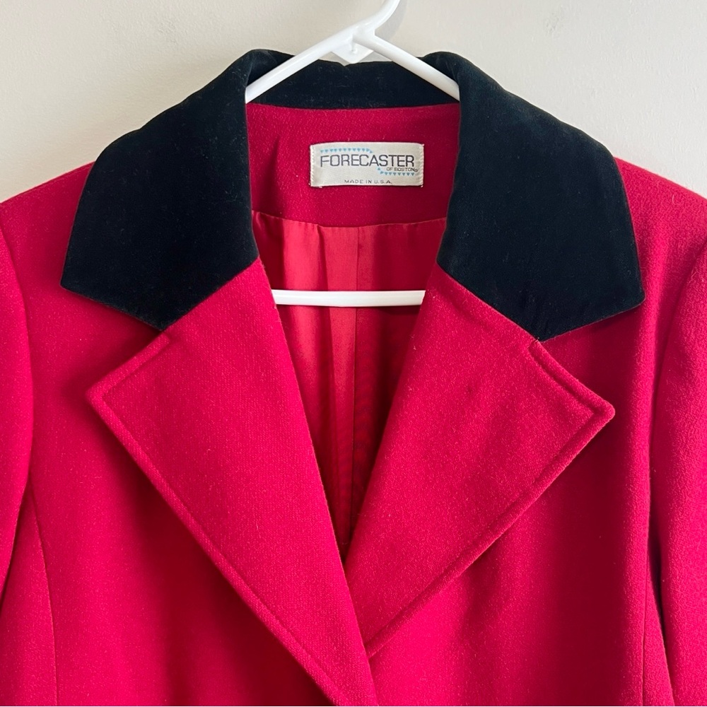 Vintage Forecaster of Boston 100% Wool Velvet Collar Long Coat - Picture 4 of 5